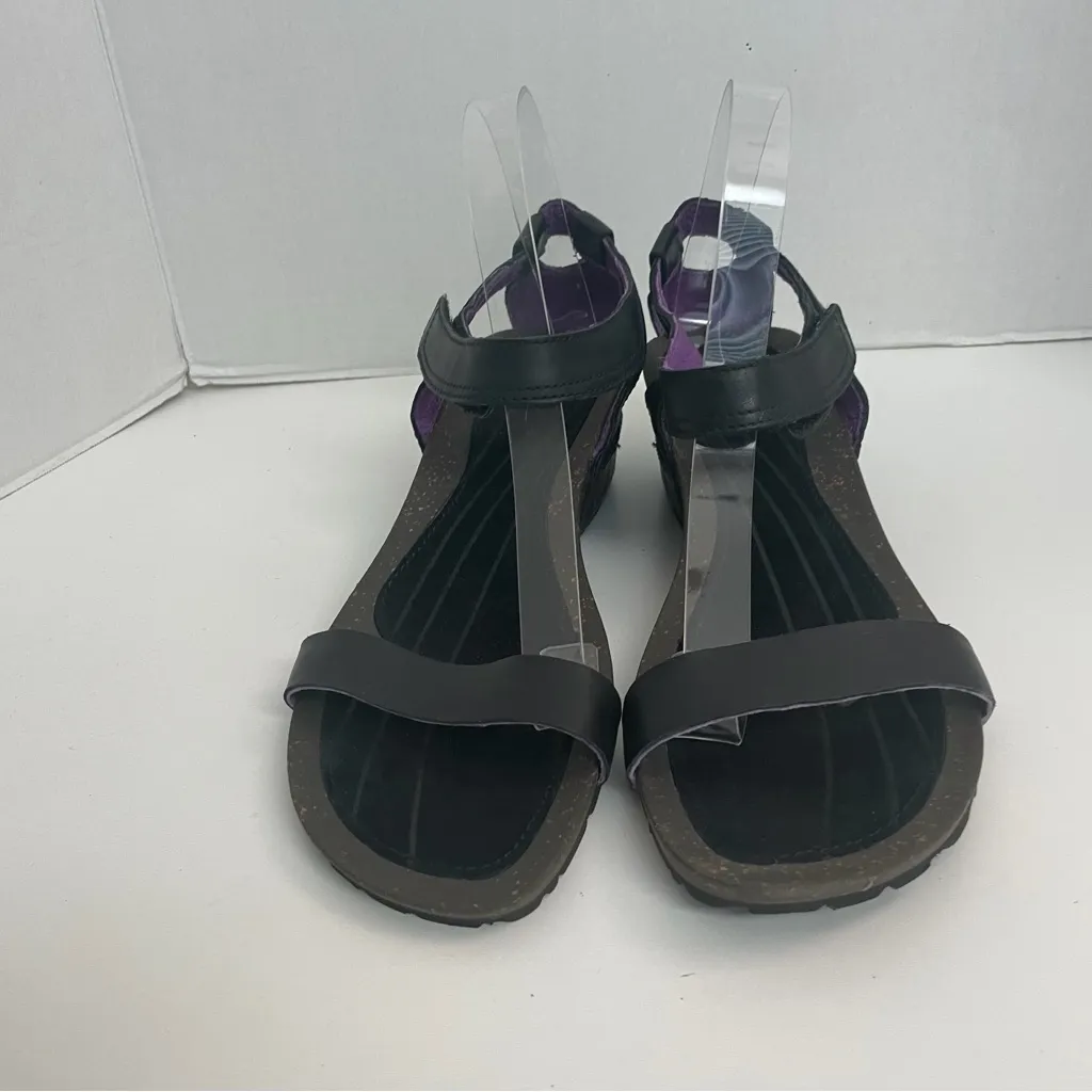 Teva Sandals Cabrillo Wedge Leather Ankle Strap Comfort Travel Black Grey Purple - Image 2