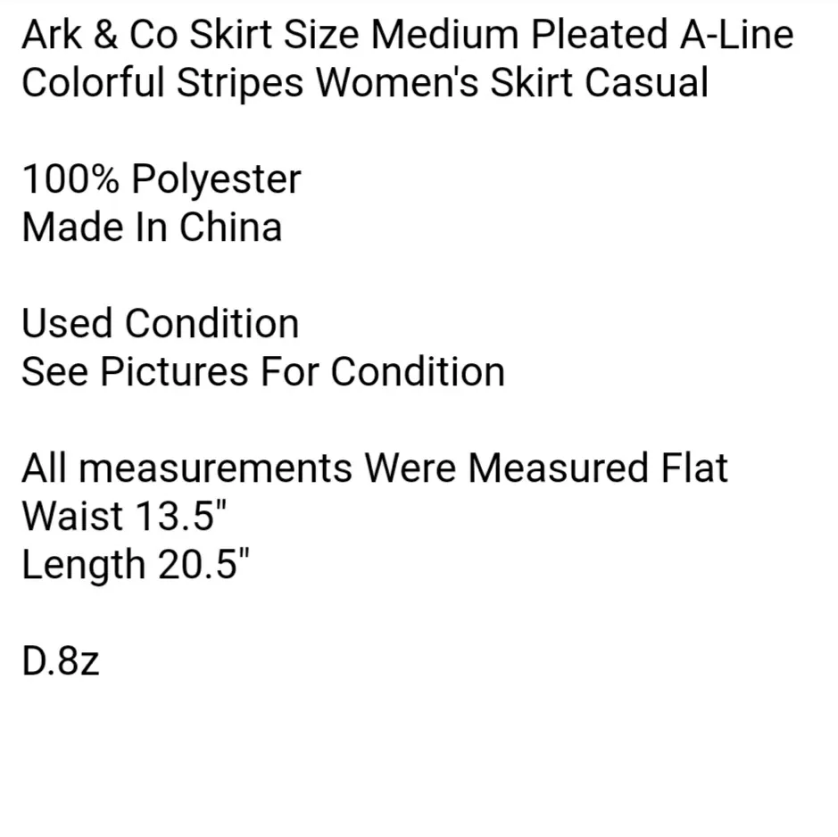 Ark & Co Skirt Size Medium Pleated A-Line Colorful Stripes Women's Skirt Casual  - Image 6