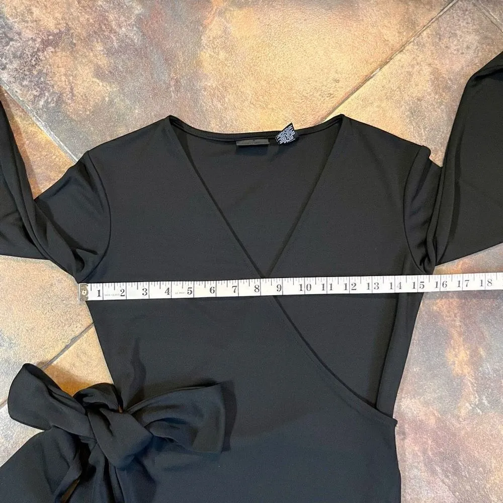 New York and Company Black Long Sleeve Wrap Dress XS Black - Image 5