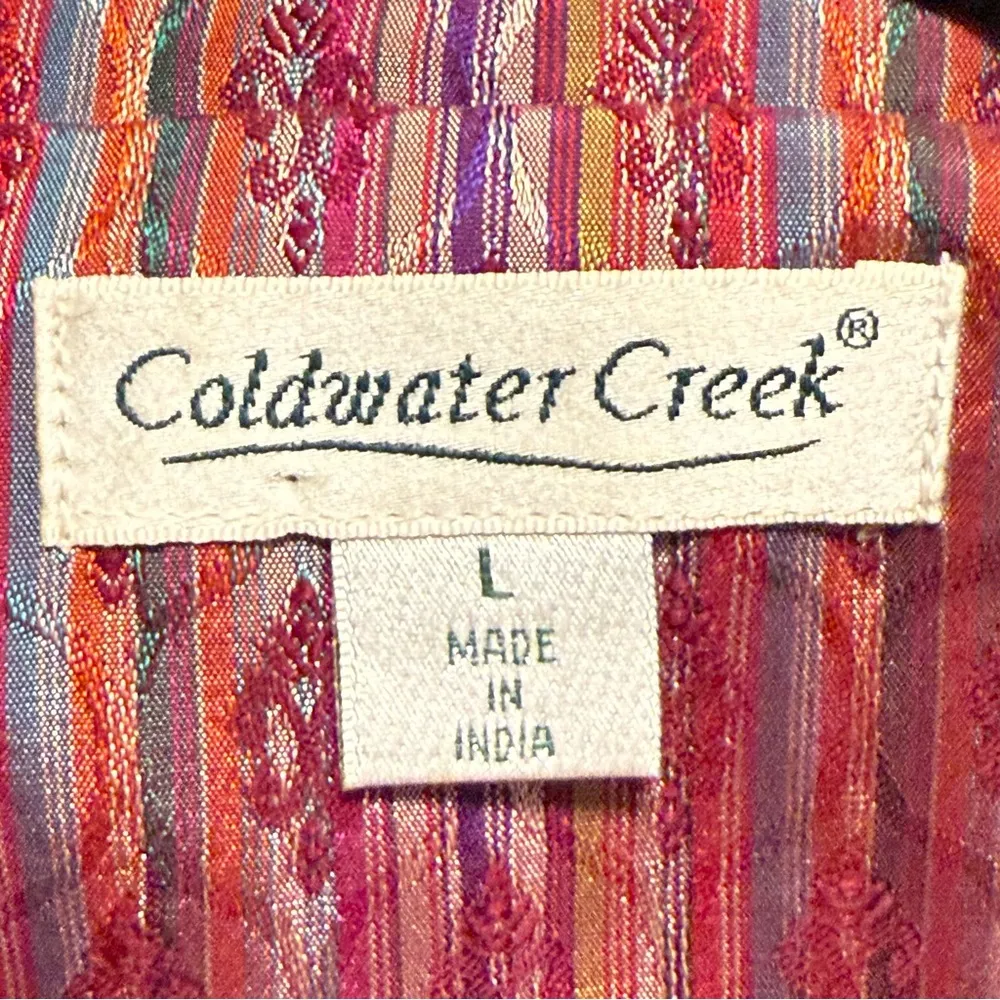 Coldwater Creek Brocade Striped Button Front Jacket Maroon Red‎ Purple  Large - Image 7