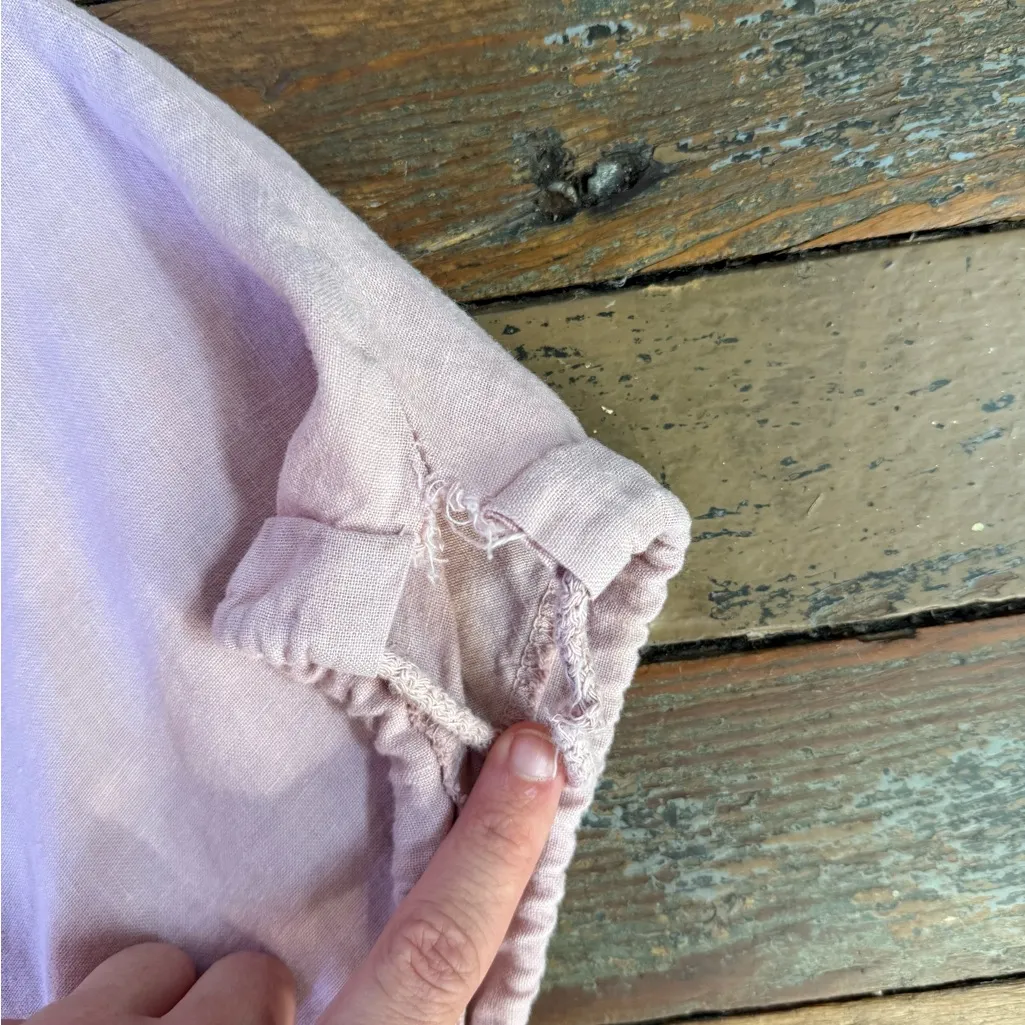 100% Lin Blanc Linen Maxi Dress w Floral Embellishment ~ Size 46 (US 10) 💛🍄 Pink - Image 7