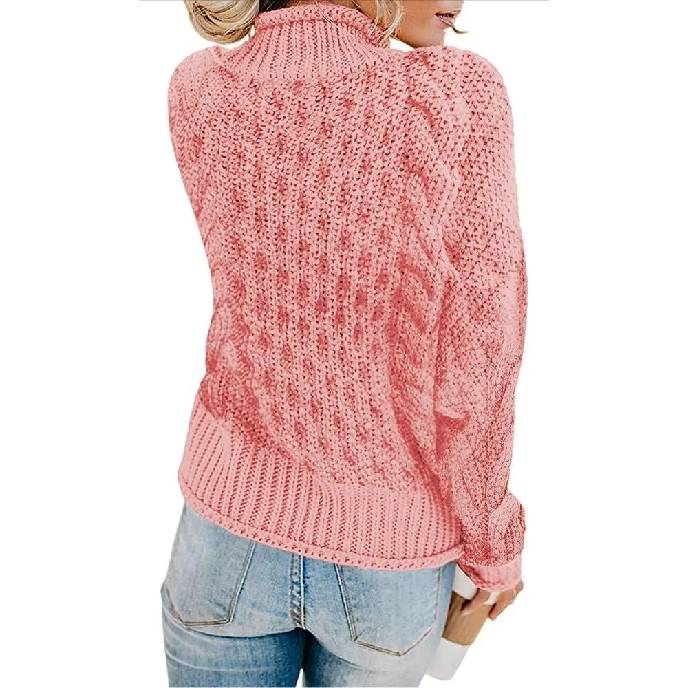 ZESICA Loose Oversized Chunky Knitted Pullover Sweater XL Pink - Image 3