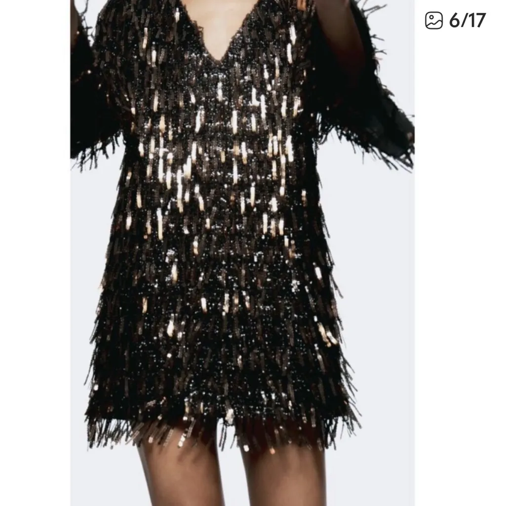 Zara Black and Bronze Sequin Dress - Image 6
