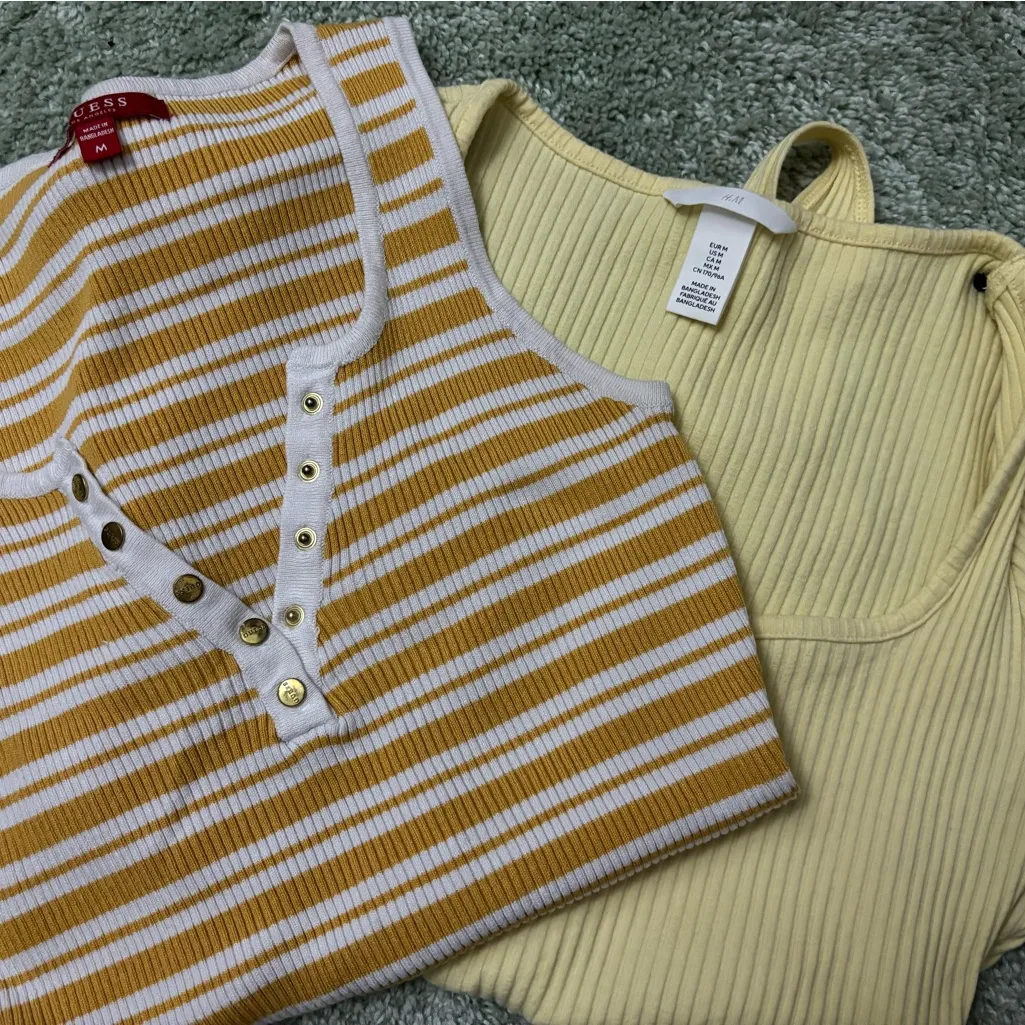 Guess Women's Bodysuits in Black, Cream, and Yellow Stripes - Image 3