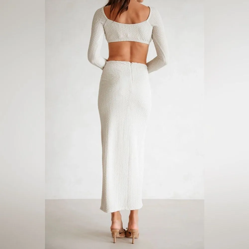 NWT SABO Maiden Textured Midi Maxi Skirt in Cream Size Small - Image 8
