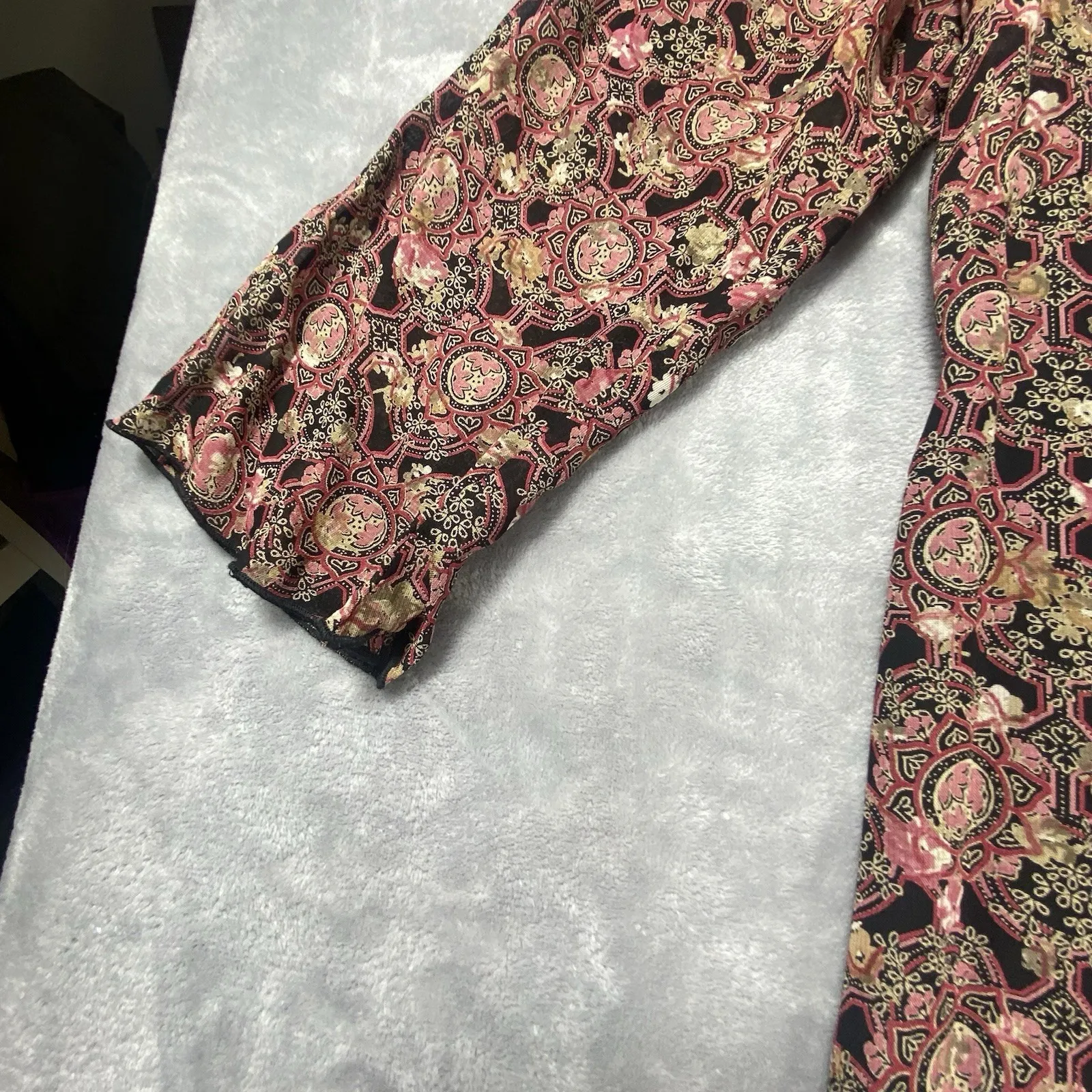 J Jill Sz 6 Petite Midi Dress V-Neck Artsy Stretch Career 3/4 Sleeve Back Zip‎ - Image 10