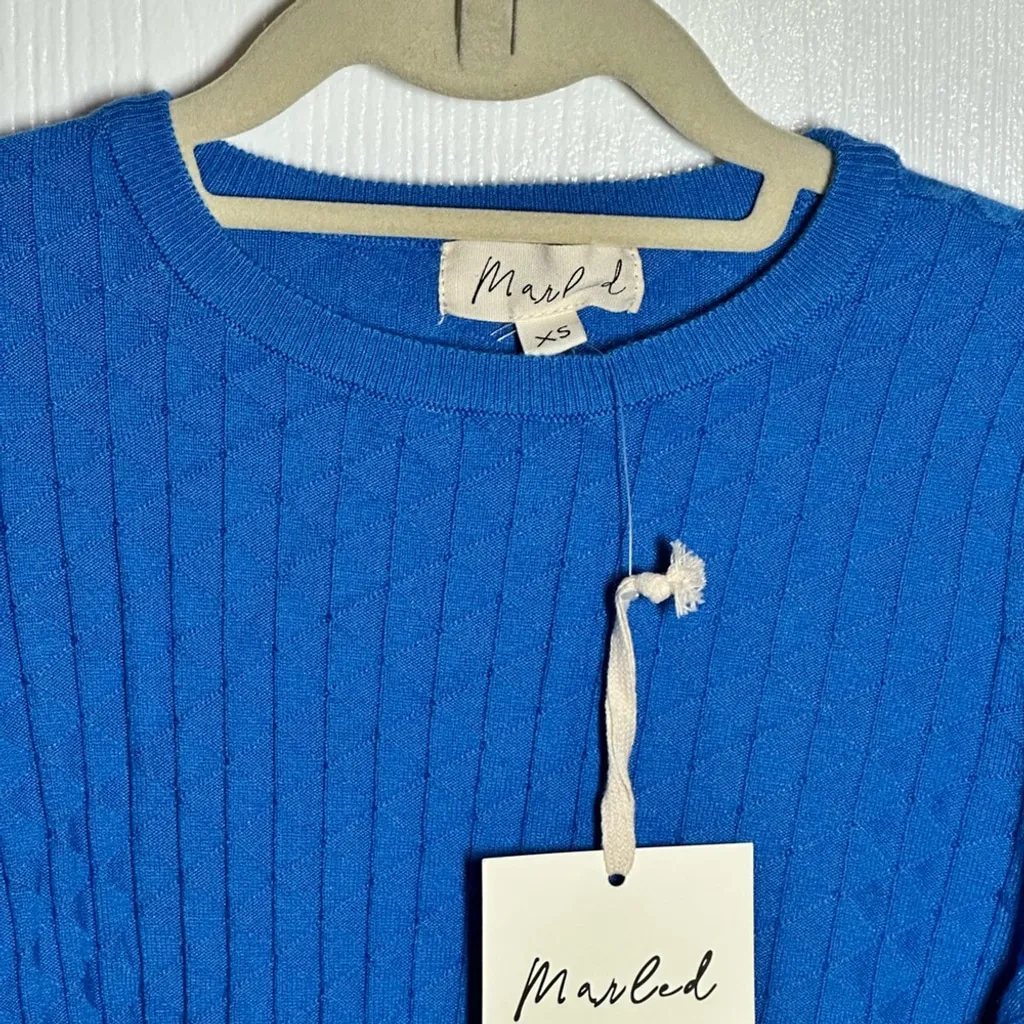 Marled by Reunited Clothing Company Royal Blue Cable Knit Sweater Size XS - Image 4