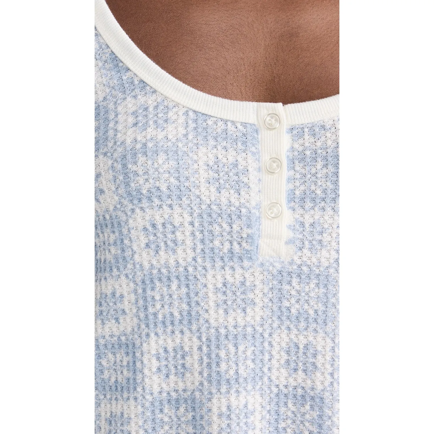 Z Supply Lounge Fireside Fair Isle Blue White Snowflake Knit Pajama Top L - Image 6