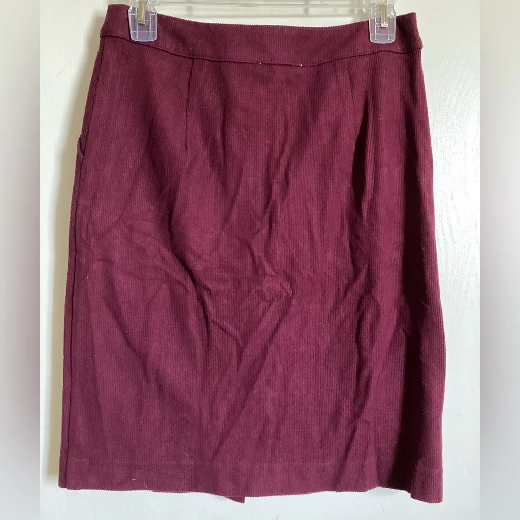 🌞Skies Are Blue Burgundy Maroon Corduroy Button Front Pencil Skirt - Image 6