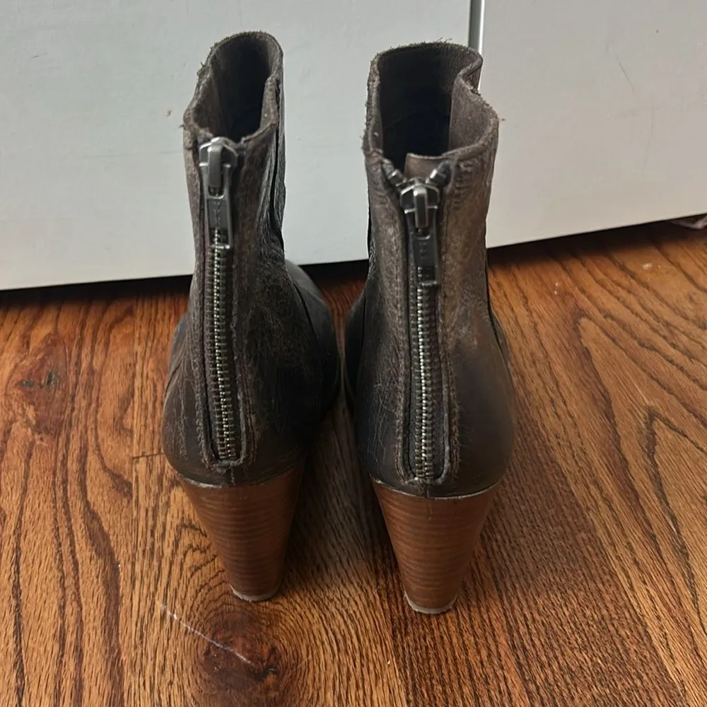 Diba True Wedge Ankle Distressed Leather Boot Size 8.5 Brown - Image 4