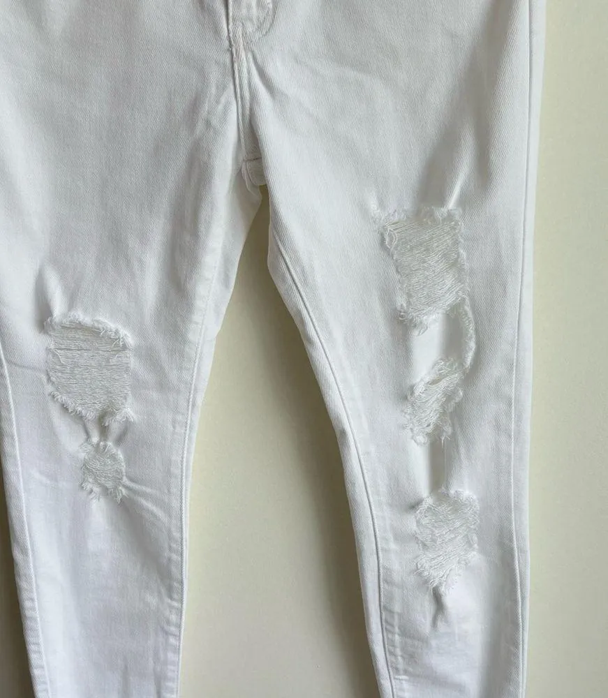 Kancan For Maurice’s Women’s White frayed distressed denim skinny jeans size 27 - Image 5