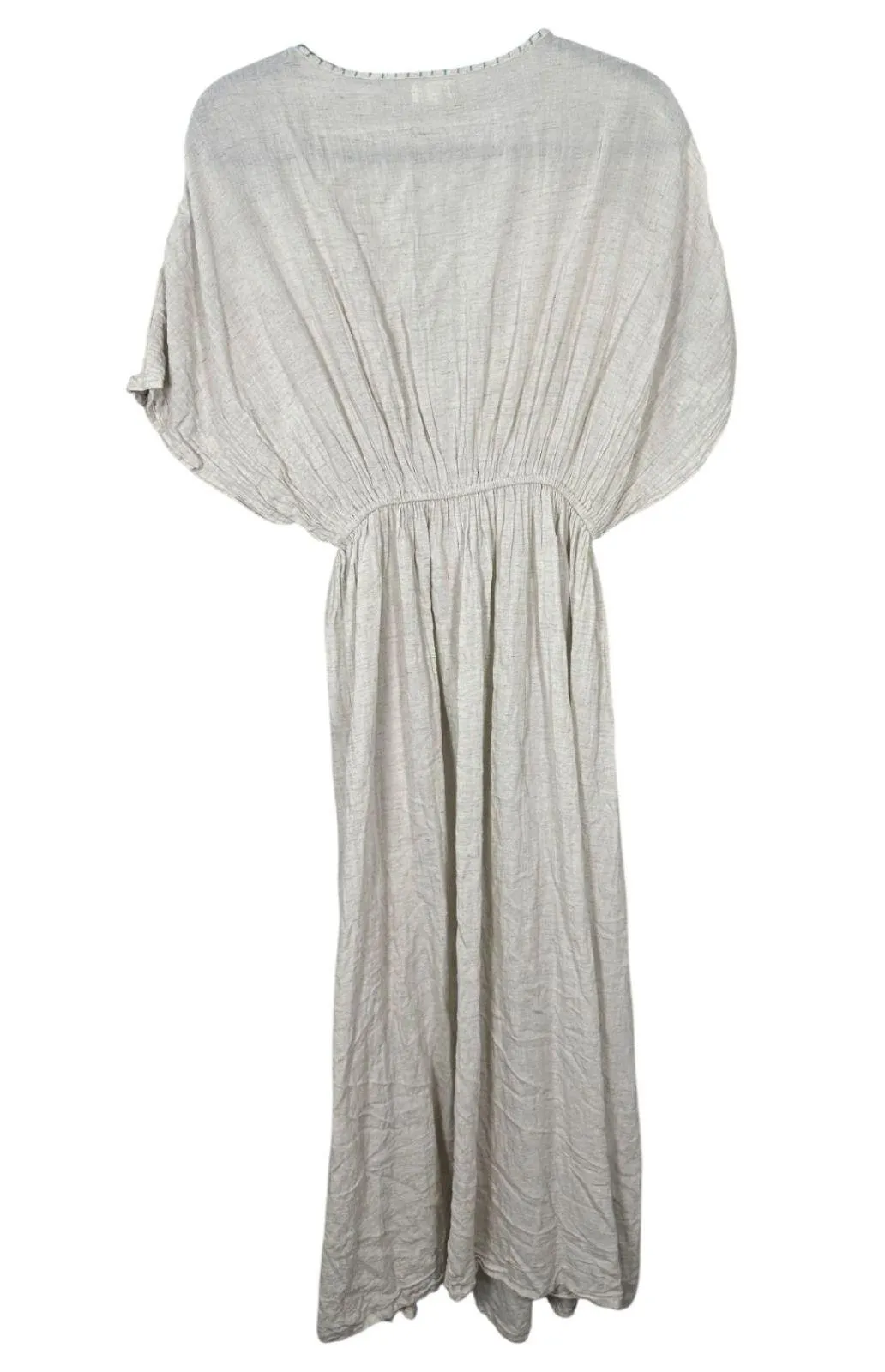 World Market Mira Ivory Floral Embroidered Kaftan Dress Flowy Boho Small Medium - Image 5