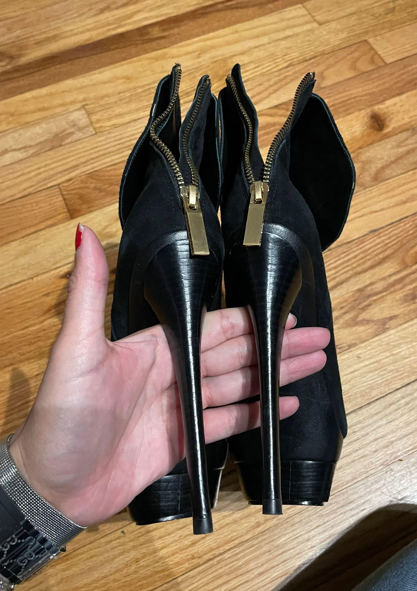 Leather Designer Suede Luxury Ankle Heeled Booties  - Image 7