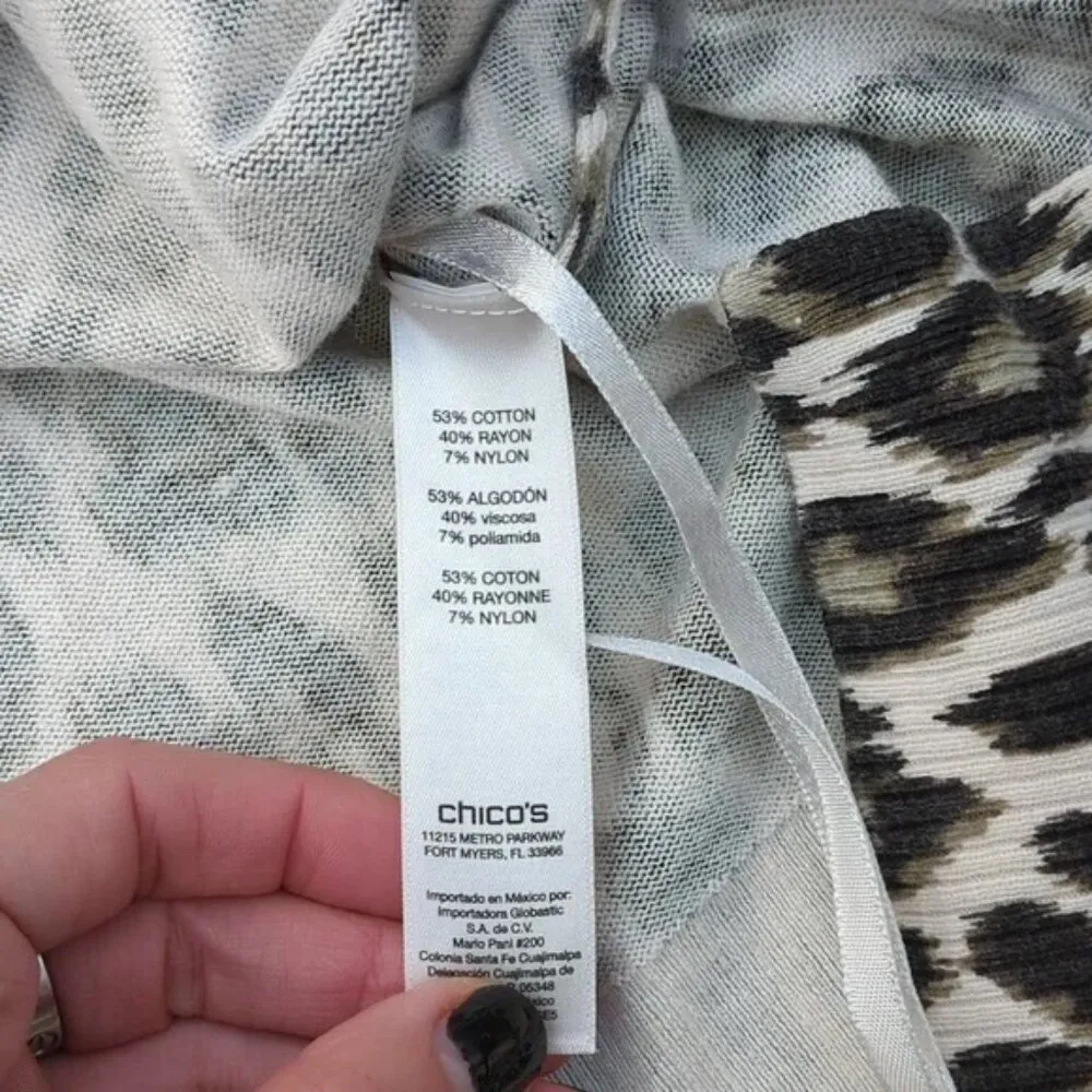 Chico's Animal Print V-Neck Cardigan Sweater Size 2 | Animal Print Cardigan - Image 13