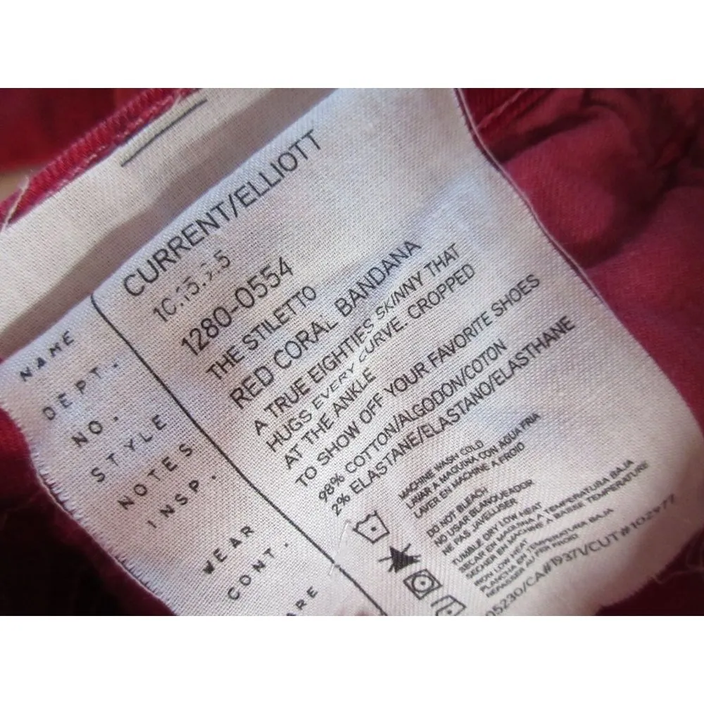 NWT Current/Elliott The Stiletto in Red Coral Bandana Stretch Skinny Jeans 25 - Image 6