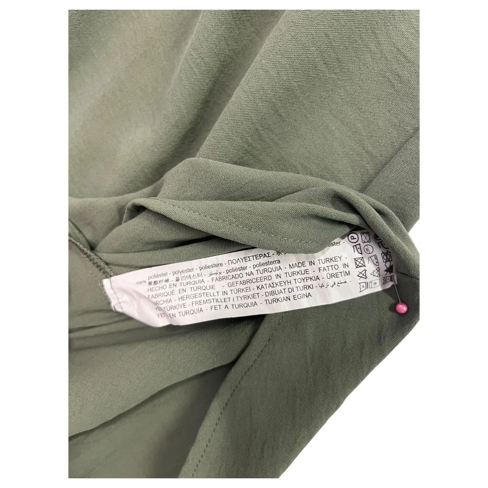 New Zara Dress Womens Small Green Puff Sleeve Cutout Ring Midi Casual Boho Sexy - Image 9