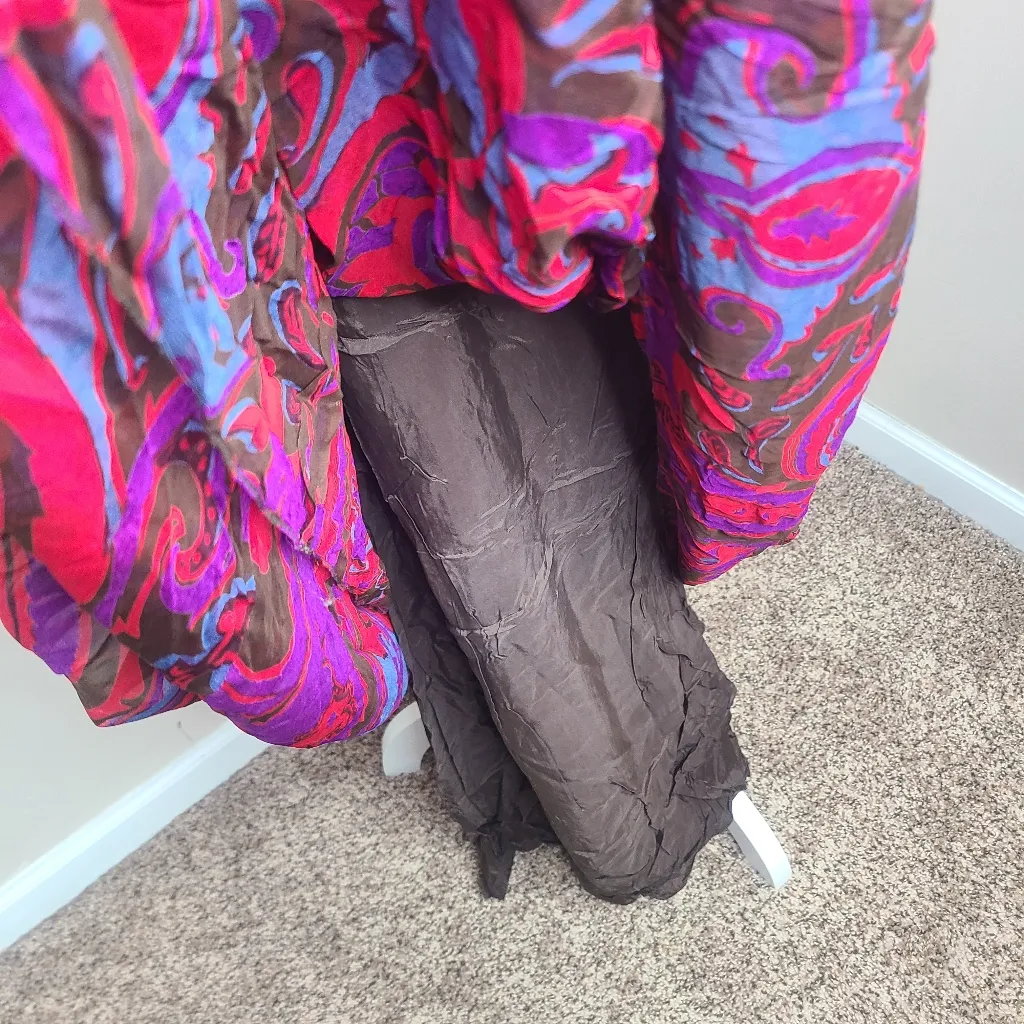 Vtg 60s‎ Mollie Parnis Boutique New York Silk Paisley Chiffon Pleated Maxi Dress Purple Size undefined - Image 10