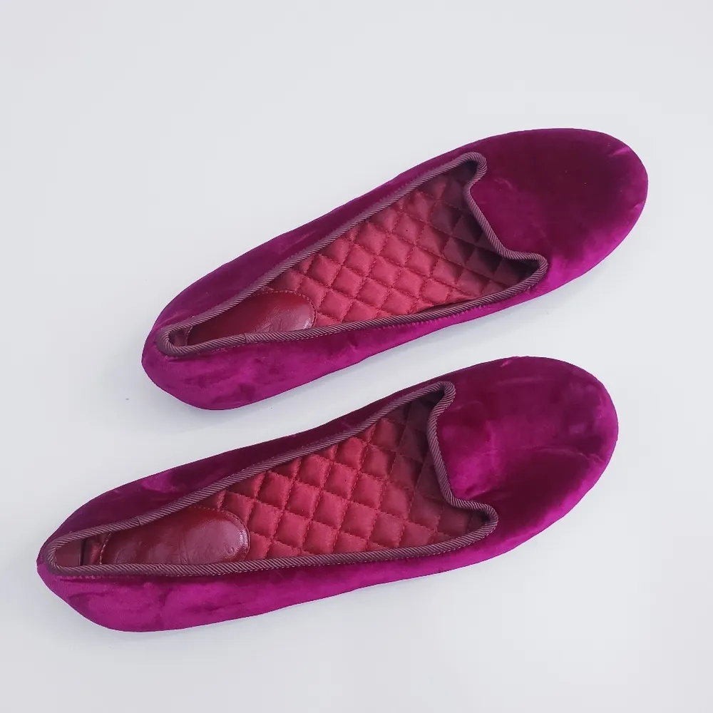 Cole Haan Hot Pink Suede Loafer Flats Quilted Foot Bed - Image 2