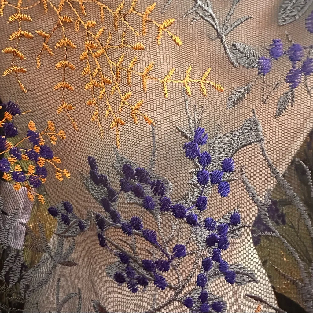 Nipon Boutique Elegant Sheer Embroidered Tulle Jacket Top Black Size 8 - Image 12