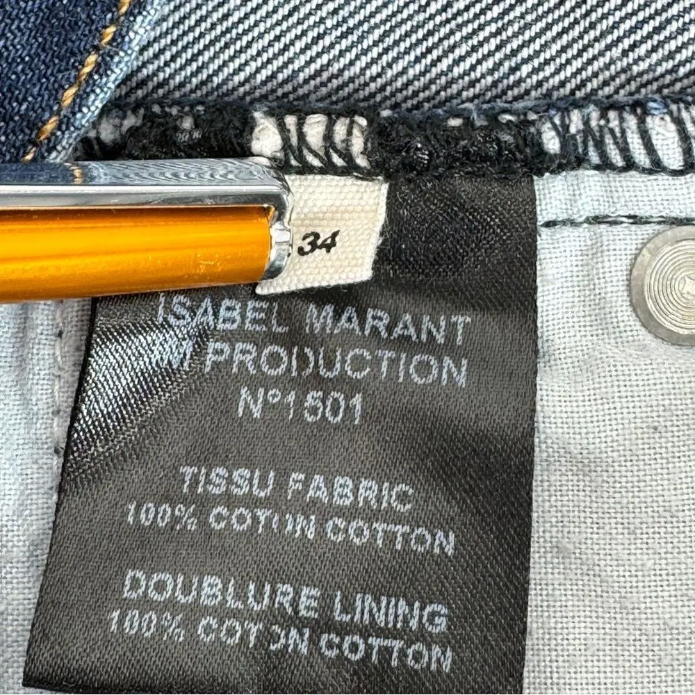 Isabel Marant Etoile Pradley Dip Dye Crop Jeans Colorblock Blue White Size 34 2 - Image 10