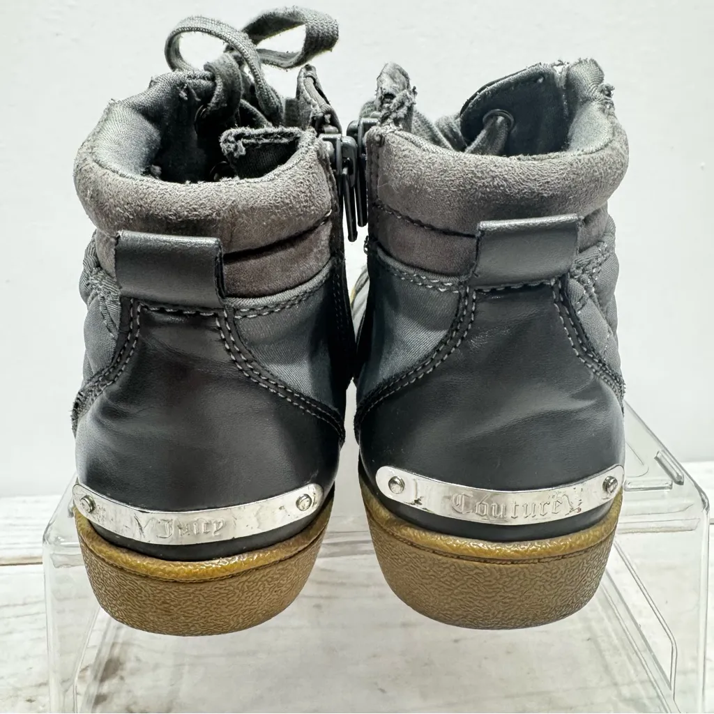 Juicy Couture Gray Quilted High Top Bootie Sneakers Lace Up + Zippers Streetwear - Image 6