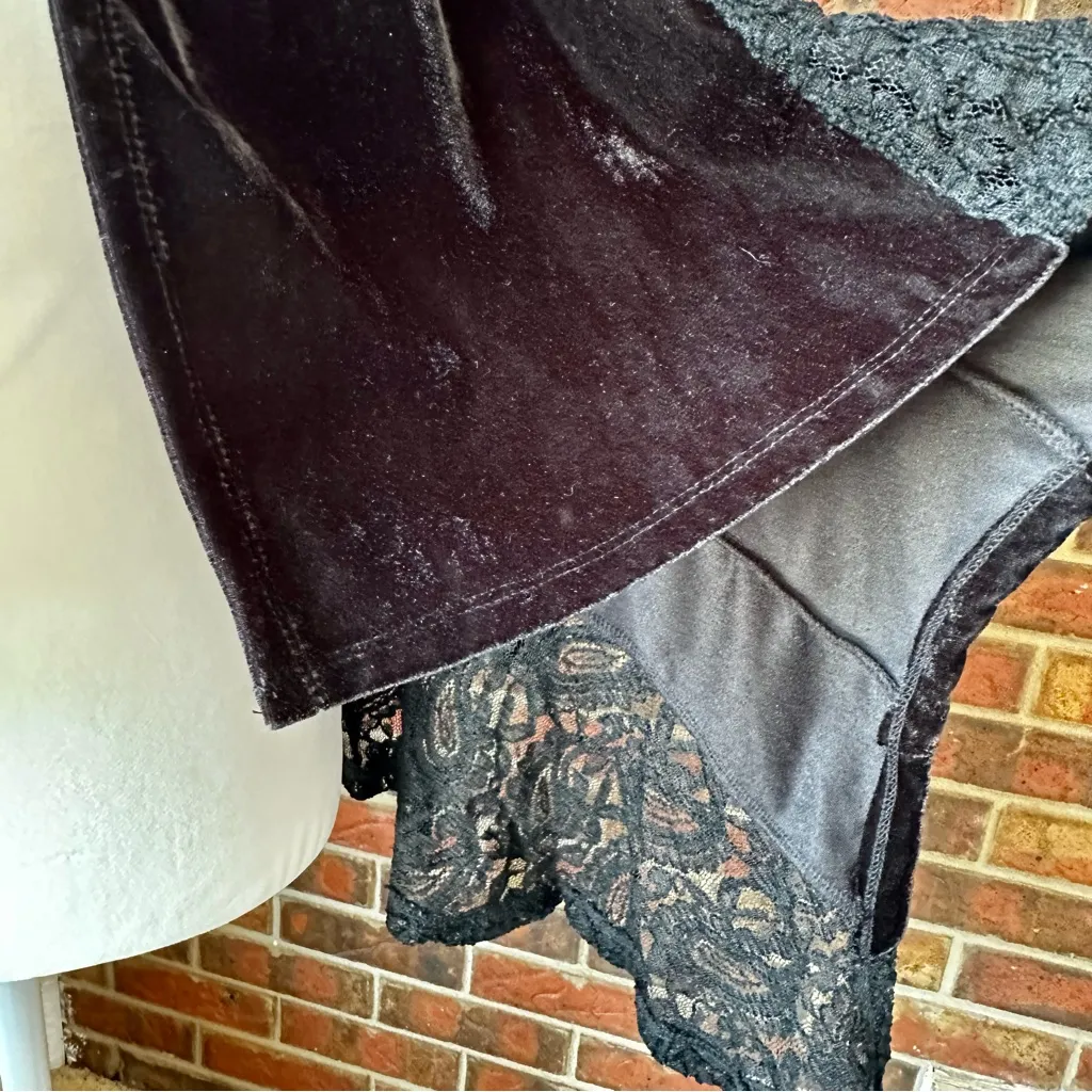 Elegant Black Womens Velvet Lace Whimsygoth Sz PM Witchy Fairycore Boho Chic - Image 5