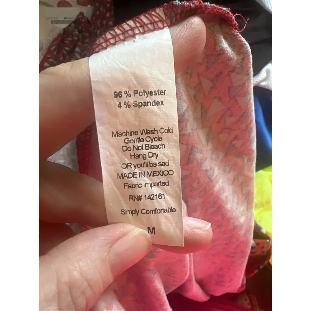 LuLaRoe Maxi Dress M Red Geometric Print Boho Strech Comfy - Image 4