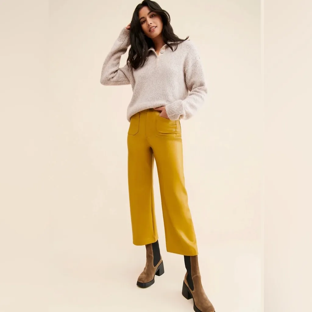 Anthropologie Maeve Collette Plum Vegan Leather Pants NWOT - Image 8