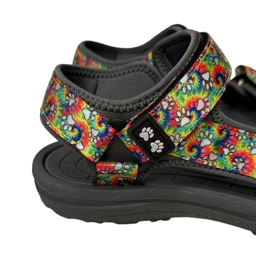 NEW Womens Paw Print Tie Dye Adjustable Sport River Sandals Sz EU 42 US 11 - Image 2