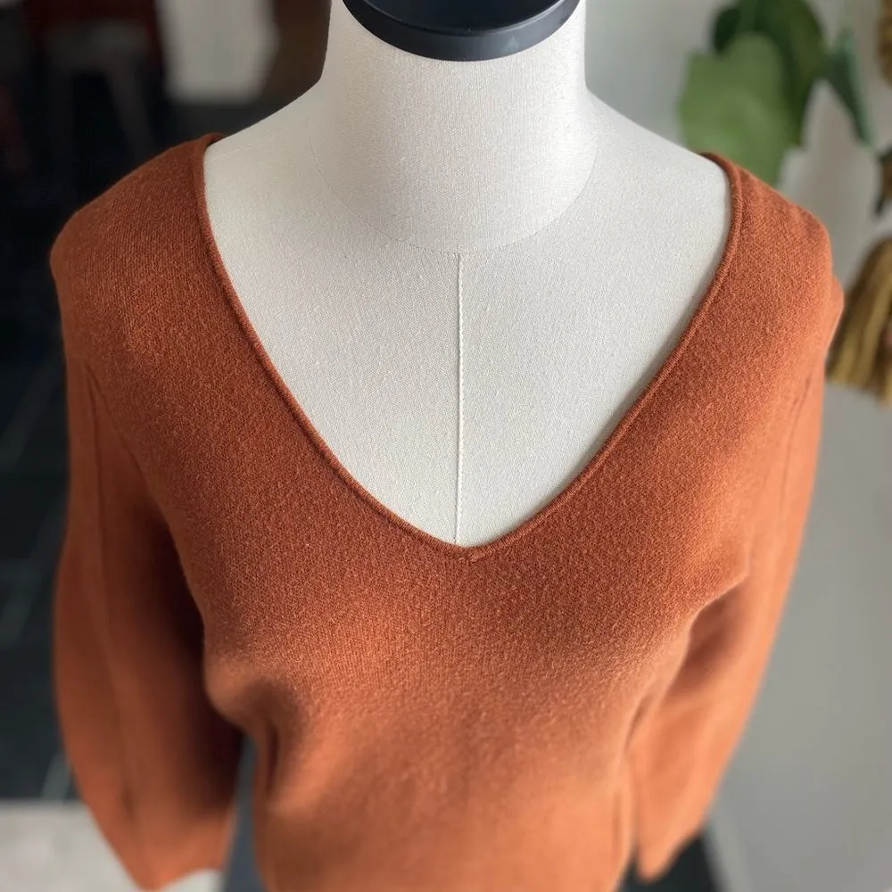 Maeve Anthropologie Lupita V-Neck Sweater Warm Brown M - Image 4