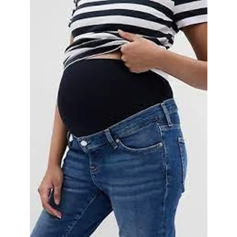 Gap Jeans Maternity True Waistband Full Panel Girlfriend Jeans Womens Size 29 8L Blue - Image 3