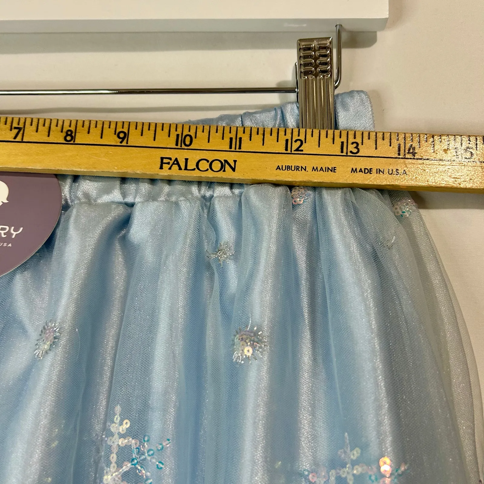 EleStory Women’s Tulle Snowflake Sequin Maxi Skirt Light Blue Size Small NWT - Image 5