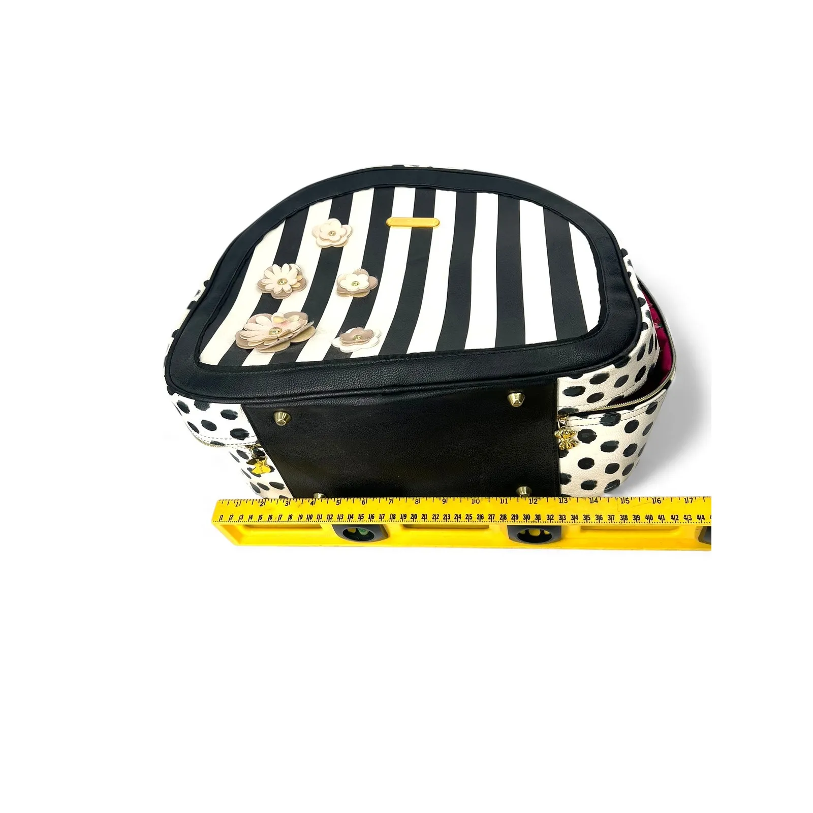 Betsey Johnson Round Weekender Overnight Train Case Bag Tote Travel BIG Flowers - Image 11