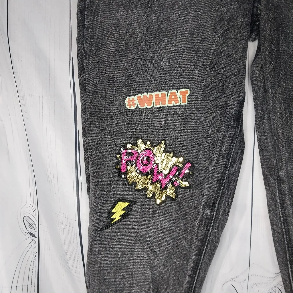 No Boundaries High Waisted Patchwork Faded Black Denim Juniors Jeans - Image 4