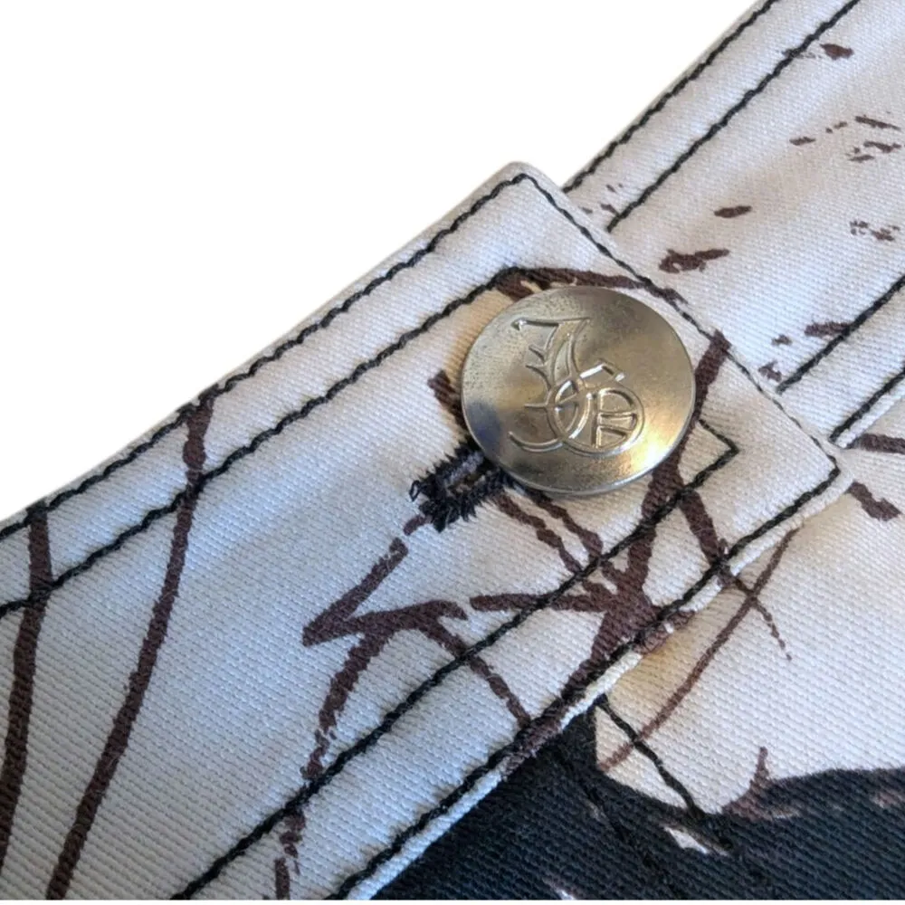 Vintage John Galliano Skirt Denim Pencil Sketches Printed Kendall Jenner Owned Brown Size XS - Image 4