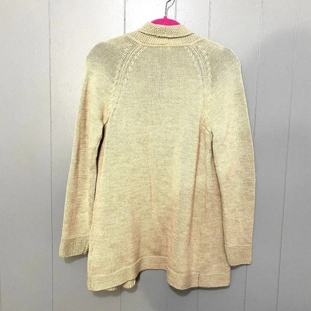 J. McLaughlin Tan Chunky 100% Merino Wool Open Front Cozy Classic Cardigan S - Image 5