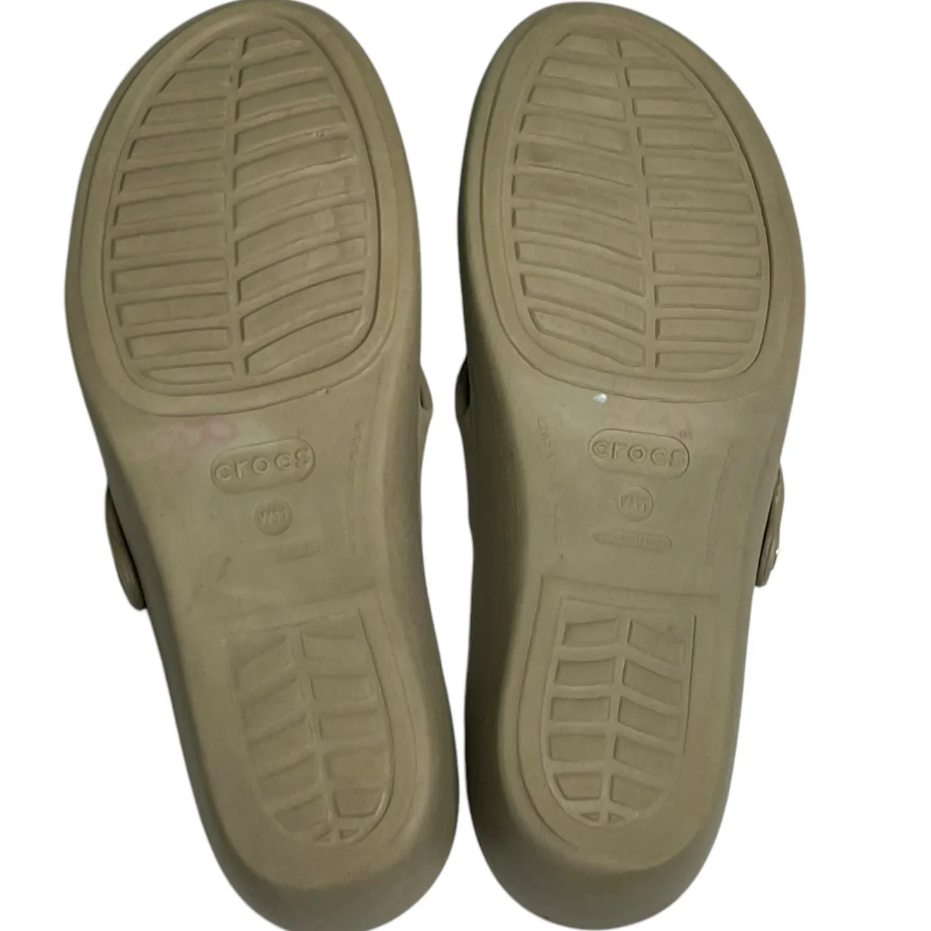 Crocs Shoes Womens 11 Tan Strappy Patricia Wedge Sandals Comfort Slip On Beach - Image 12