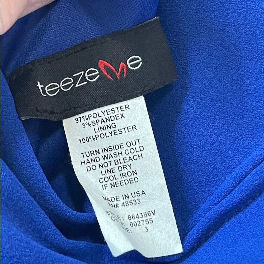TEEZE ME Royal Blue Fit & Flare‎ Sleeveless Mini Dress, Size 3 - Image 6
