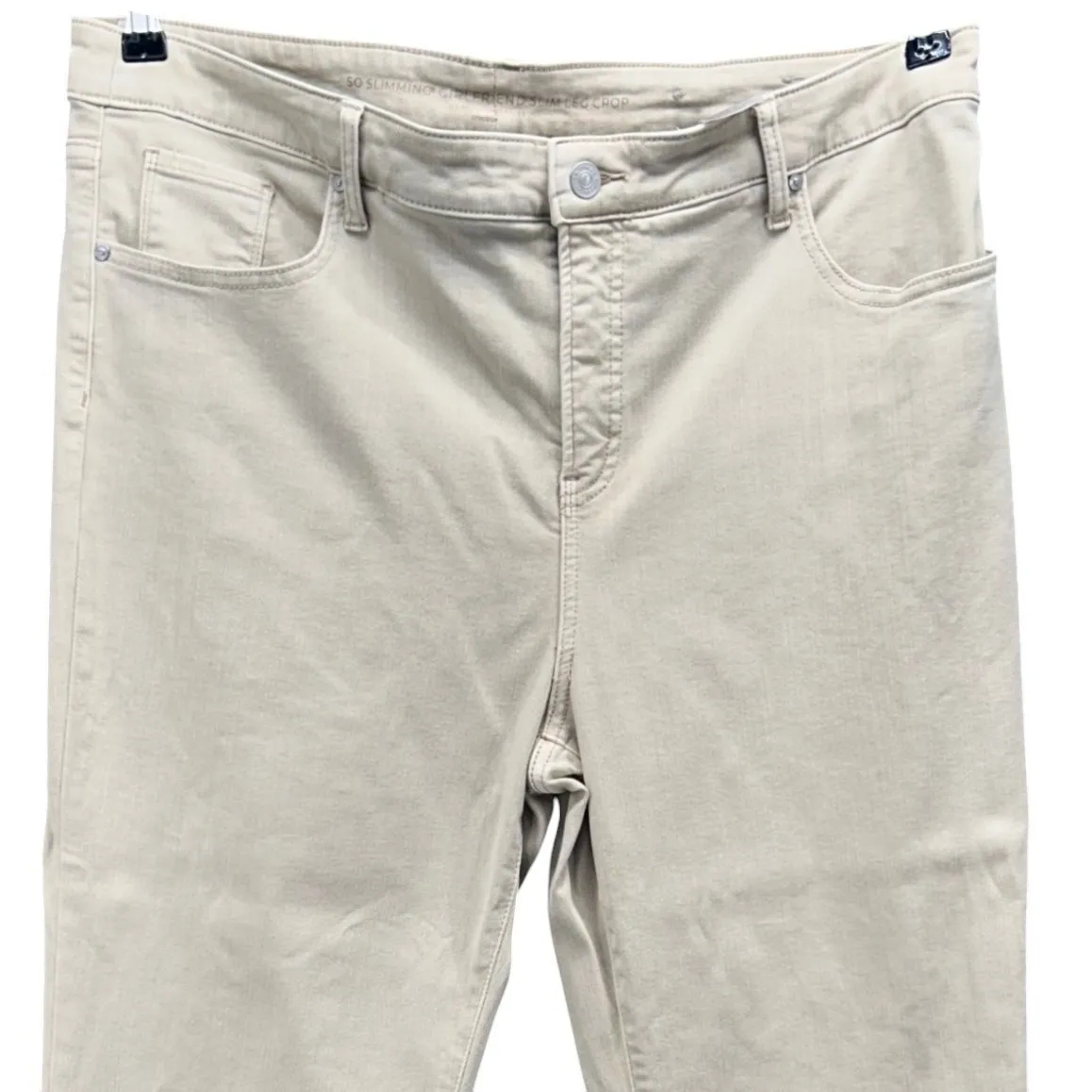 Chicos Crop Jeans 16 So Slimming Girlfriend Slim Leg‎ Capri High Rise Fringe Hem - Image 3