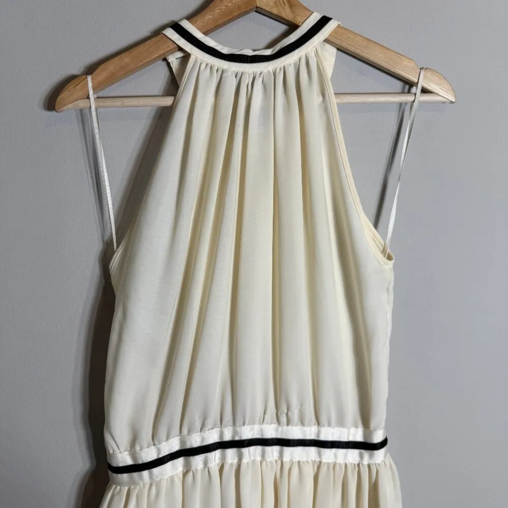 Mango Sleeveless Tennis Cocktail Mini Dress Women's 4 Ivory Chiffon Fit & Flare - Image 12