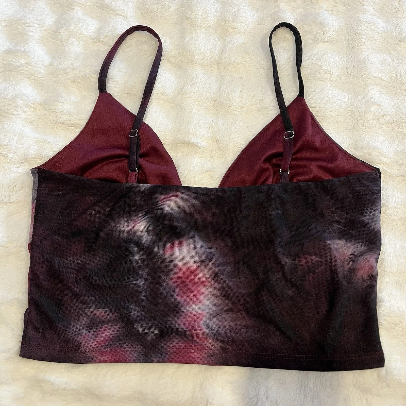 NWT Urban Outfitters Womens Top Size L Magenta Mesh Tie Front Sleeveless Cropped - Image 6