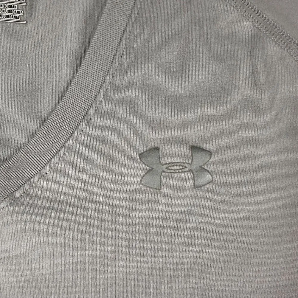 Under Armour Womens M Gray Semi-Fitted V-Neck HeatGear Performance Tee - Image 3