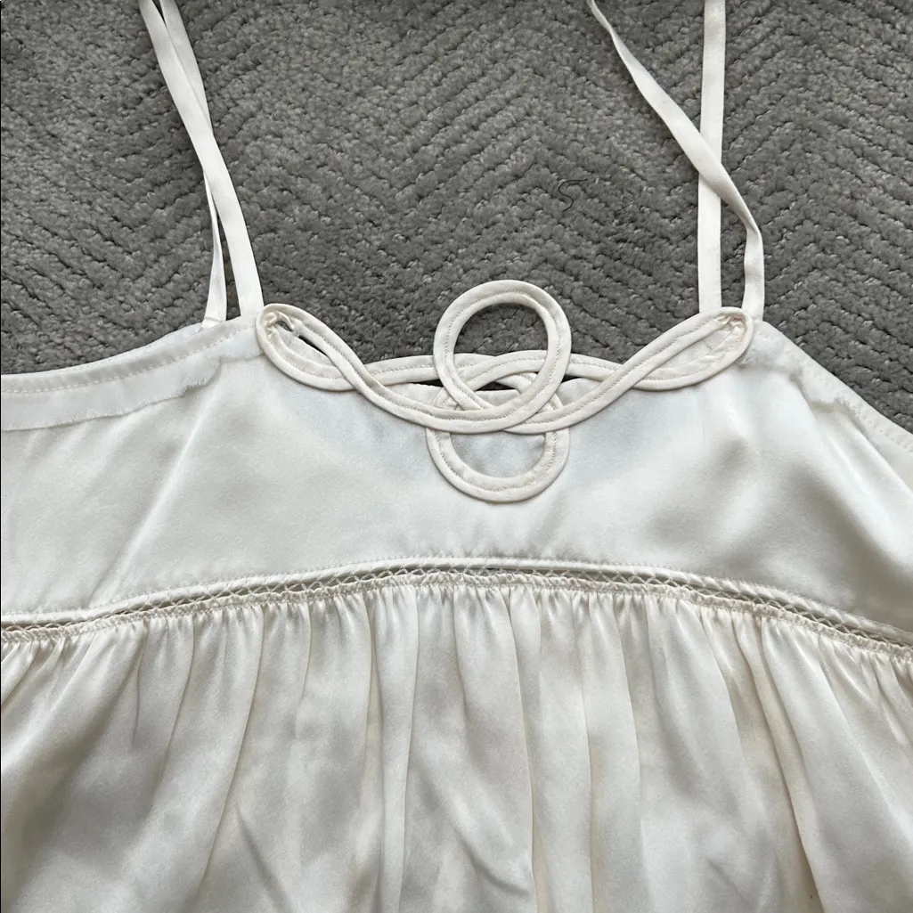 See by Chloé 100% Silk Babydoll Cami Top | Size 2 | Cream Ecru | EUC - Image 7