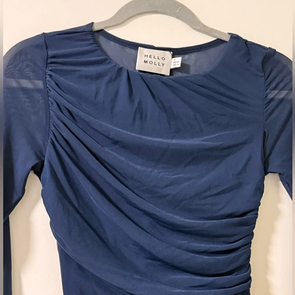 NWT Hello Molly Oceans Secret Long Sleeve Mesh Mini Dress Navy Size S - Image 8