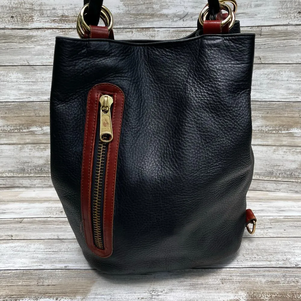 VTG Leather Bucket Purse Pattie Jarrell Black Convertible Sling Western 90s Boho - Image 3