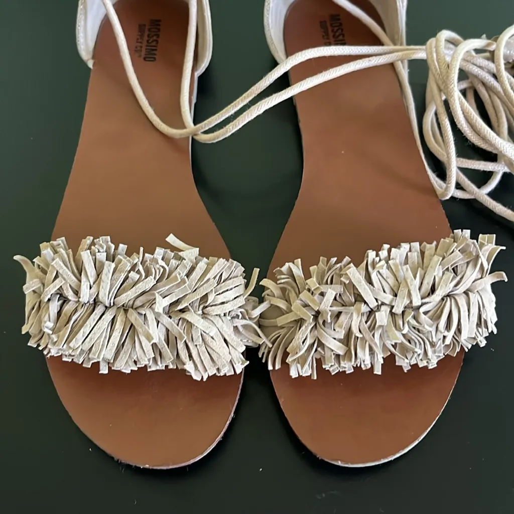 Womens Mossimo Ginger Leather Fringe Toe Gladiator Sandals Tan Size 8.5 - Image 3