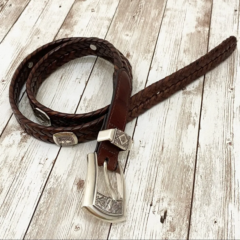 Brighton Brown Braided Leather Belt M/L 32 - Image 7