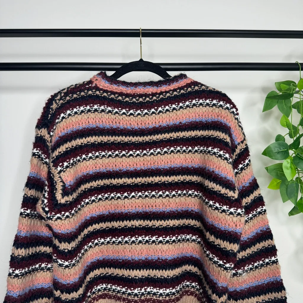 Anthropologie Elsamanda Striped Chunky Knit Alpaca Wool Blend Sweater M Medium - Image 6