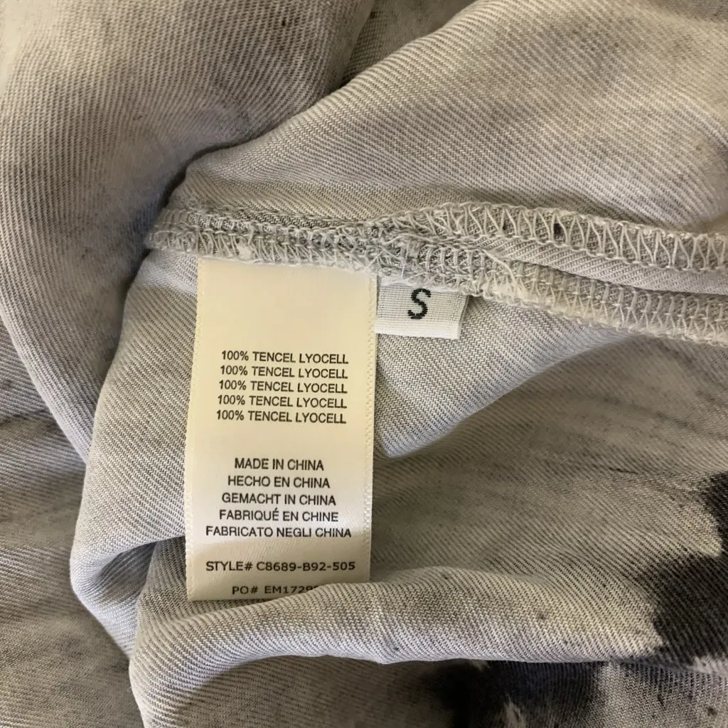 Cloth And Stone S Tie Dye Midi Dress Long Sleeve Drawstring Waist Boho Casual Gray Size undefined - Image 5