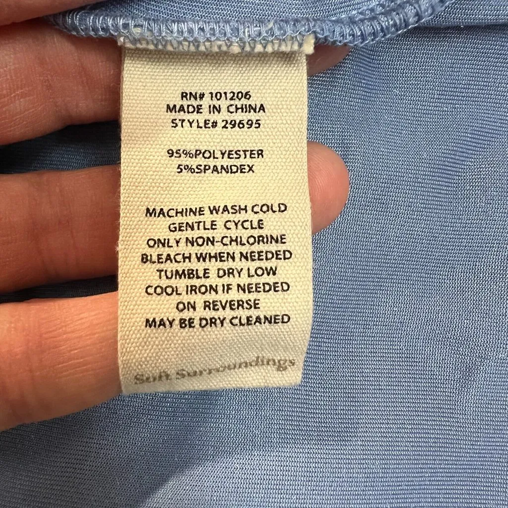 Soft Surroundings Shirt Womens L Blue Velvet Velour Boyfriend Button Front Tunic - Image 10